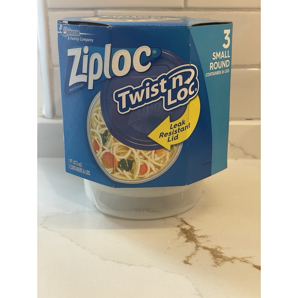 Ziploc Twist n Loc Containers Small Round 3 Pk Leak Resistant Storage 16 oz New